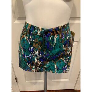 Joe's Jeans "Forest Enchanted " Green Splatter Print Denim Mini Skirt, Size 27